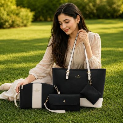 F37 Premium 4 Piece Ladies Bag Set | প্রিমিয়াম লেডিস ব্যাগ সেট (ব্লাক কালার)