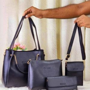 Premium Women’s Handbag Set | Stylish PU Leather Ladies Bag (ফুল কালো কালার)